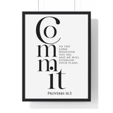 Faith Culture - Guided Steps - Proverbs 16:3 - Christian Wall Art 18″ x 24″ Black