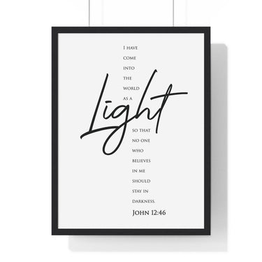 Faith Culture - Guiding Light - John 12:46 - Christian Wall Art 18″ x 24″ Black