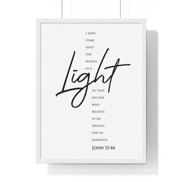 Faith Culture - Guiding Light - John 12:46 - Christian Wall Art 18″ x 24″ White