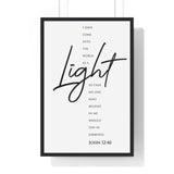 Faith Culture - Guiding Light - John 12:46 - Christian Wall Art 20" x 30" Black