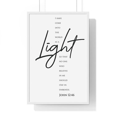 Faith Culture - Guiding Light - John 12:46 - Christian Wall Art 20" x 30" White