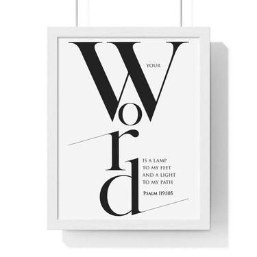 Faith Culture - Guiding Light - Psalm 119:105 - Christian Wall Art 11″ x 14″ White