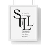 Faith Culture - "He Leads Me Beside Quiet Waters" - Psalm 23:2 Christian Vertical Framed Wall Art 11″ x 14″ White