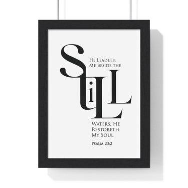 Faith Culture - "He Leads Me Beside Quiet Waters" - Psalm 23:2 Christian Vertical Framed Wall Art 8" x 11" Black
