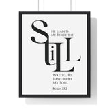 Faith Culture - "He Leads Me Beside Quiet Waters" - Psalm 23:2 Christian Vertical Framed Wall Art 16" x 20" Black