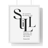 Faith Culture - "He Leads Me Beside Quiet Waters" - Psalm 23:2 Christian Vertical Framed Wall Art 16" x 20" White