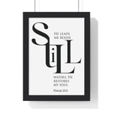 Faith Culture - "He Leads Me Beside Quiet Waters" - Psalm 23:2 Christian Vertical Framed Wall Art 8" x 11" Black