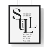 Faith Culture - "He Leads Me Beside Quiet Waters" - Psalm 23:2 Christian Vertical Framed Wall Art 16" x 20" Black