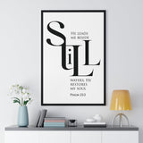 Faith Culture - "He Leads Me Beside Quiet Waters" - Psalm 23:2 Christian Vertical Framed Wall Art