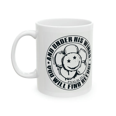 Faith Culture - He Will Cover You with His Feathers - Psalm 91:4 Christian Ceramic Coffee Mug, 11oz