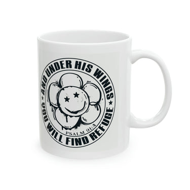 Faith Culture - He Will Cover You with His Feathers - Psalm 91:4 Christian Ceramic Coffee Mug, 11oz
