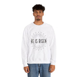 Faith Culture - He is Risen - Christian Unisex Heavy Blendâ„¢ Crewneck Sweatshirt White