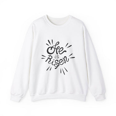 Faith Culture - He is Risen - Christian Unisex Heavy Blendâ„¢ Crewneck Sweatshirt White