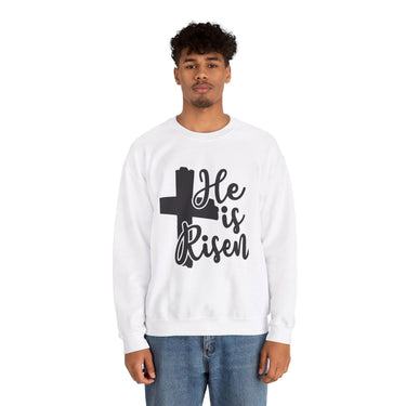 Faith Culture - He is Risen - Christian Unisex Heavy Blendâ„¢ Crewneck Sweatshirt White