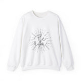 Faith Culture - He is Risen - Christian Unisex Heavy Blendâ„¢ Crewneck Sweatshirt White