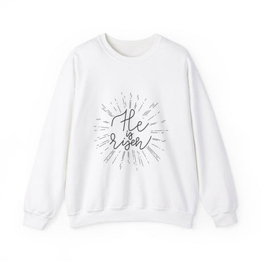 Faith Culture - He is Risen - Christian Unisex Heavy Blendâ„¢ Crewneck Sweatshirt White