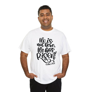 Faith Culture - He is Risen - Luke 24:6 Christian Unisex Heavy Cotton Tee