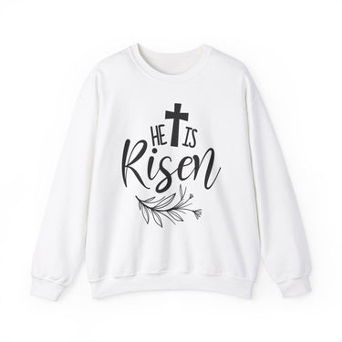 Faith Culture - He is Risen Christian Unisex Heavy Blendâ„¢ Crewneck Sweatshirt White