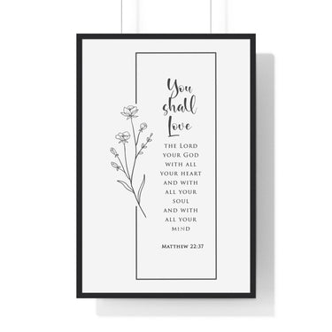 Faith Culture - Heart of Devotion - Matthew 22:37 - Christian Wall Art 24″ x 36″ Black