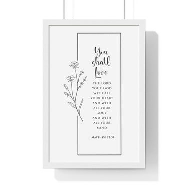 Faith Culture - Heart of Devotion - Matthew 22:37 - Christian Wall Art 12″ x 18″ White