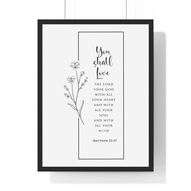 Faith Culture - Heart of Devotion - Matthew 22:37 - Christian Wall Art 18″ x 24″ Black