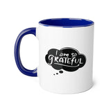 Faith Culture - I Am So Grateful - Christian Thanksgiving Accent Mug, 11oz Blue 11oz