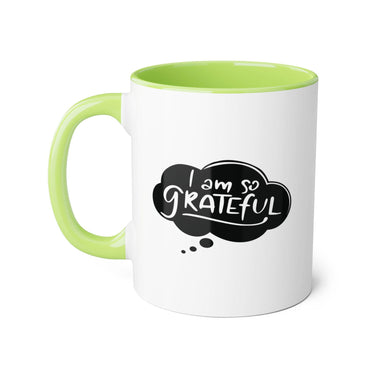 Faith Culture - I Am So Grateful - Christian Thanksgiving Accent Mug, 11oz Light Green 11oz