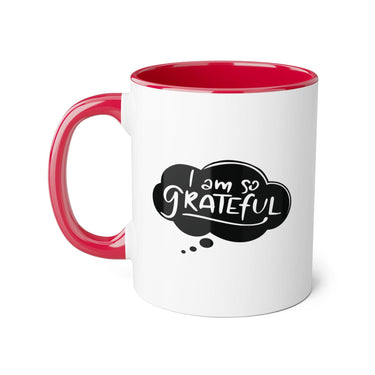 Faith Culture - I Am So Grateful - Christian Thanksgiving Accent Mug, 11oz Red 11oz