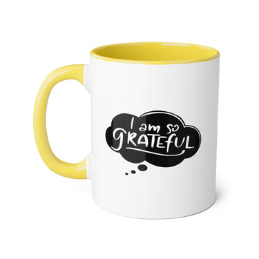 Faith Culture - I Am So Grateful - Christian Thanksgiving Accent Mug, 11oz Yellow 11oz