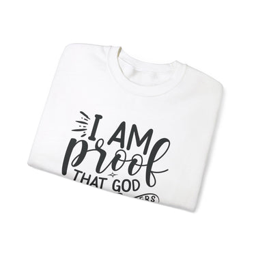 Faith Culture - I am Proof That God Works - Christian Unisex Heavy Blendâ„¢ Crewneck Sweatshirt