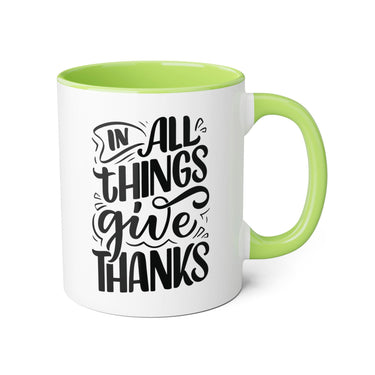 Faith Culture - In All Things Give Thanks - Christian Thanksgiving Accent Mug, 11oz