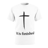 Faith Culture - It is Finished Christian Unisex Cut & Sew Tee White stitching
