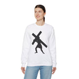 Faith Culture - Jesus Carrying the Cross - Christian Unisex Heavy Blendâ„¢ Crewneck Sweatshirt White