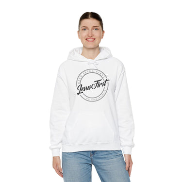 Faith Culture - Jesus First - Christian Unisex Heavy Blendâ„¢ Hooded Sweatshirt White