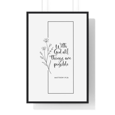 Faith Culture - Limitless Faith - Matthew 19:26 - Christian Wall Art 24″ x 36″ Black