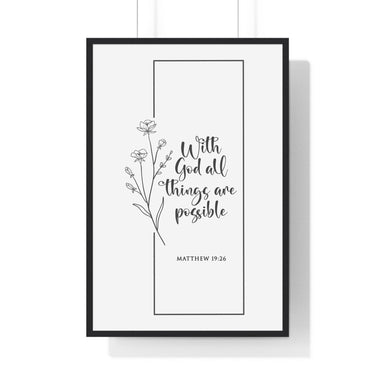 Faith Culture - Limitless Possibilities - Matthew 19:26 - Christian Wall Art 24″ x 36″ Black