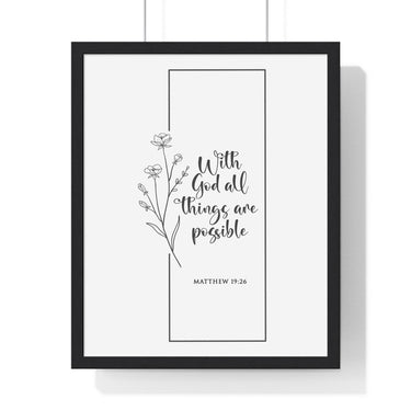 Faith Culture - Limitless Possibilities - Matthew 19:26 - Christian Wall Art 16" x 20" Black