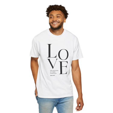 Love One Another John 13:34 Christian Unisex Garment-Dyed T-shirt White