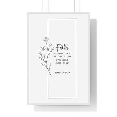 Faith Culture - Mountain Mover - Matthew 17:20 - Christian Wall Art 24″ x 36″ White