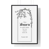 Faith Culture - Noble Woman Tribute - Proverbs 31:29 - Christian Wall Art 24″ x 36″ Black