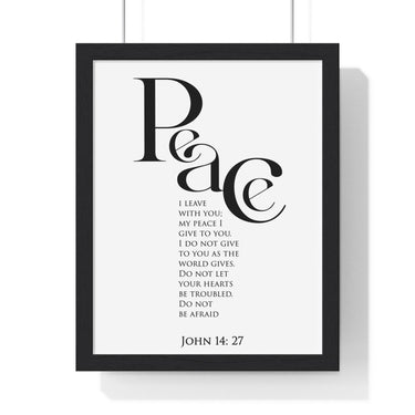 Faith Culture - Peace Be With You - John 14:27 - Christian Wall Art 11″ x 14″ Black