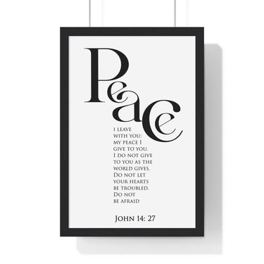 Faith Culture - Peace Be With You - John 14:27 - Christian Wall Art 12″ x 18″ Black