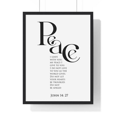 Faith Culture - Peace Be With You - John 14:27 - Christian Wall Art 18″ x 24″ Black