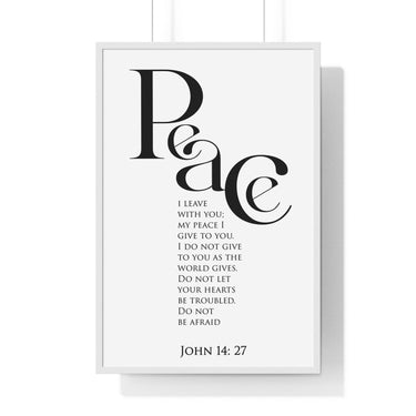 Faith Culture - Peace Be With You - John 14:27 - Christian Wall Art 24″ x 36″ White