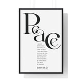 Faith Culture - "Peace I Leave with You" - John 14:27 Christian Vertical Framed Wall Art 24″ x 36″ Black