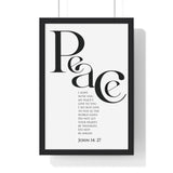 Faith Culture - "Peace I Leave with You" - John 14:27 Christian Vertical Framed Wall Art 12″ x 18″ Black