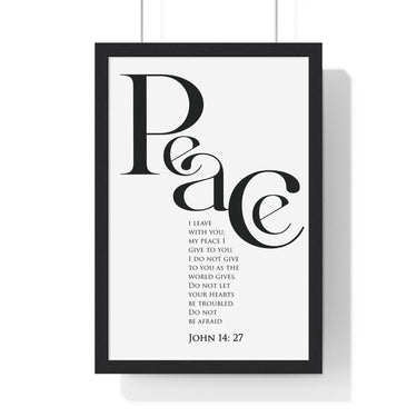 Faith Culture - "Peace I Leave with You" - John 14:27 Christian Vertical Framed Wall Art 12″ x 18″ Black