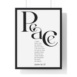 Faith Culture - "Peace I Leave with You" - John 14:27 Christian Vertical Framed Wall Art 18″ x 24″ Black