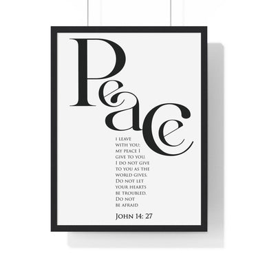 Faith Culture - "Peace I Leave with You" - John 14:27 Christian Vertical Framed Wall Art 18″ x 24″ Black