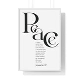 Faith Culture - "Peace I Leave with You" - John 14:27 Christian Vertical Framed Wall Art 24″ x 36″ White